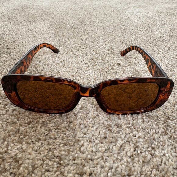 Accessories - Animal Print Plastic Y2K Square Sunglasses Brown